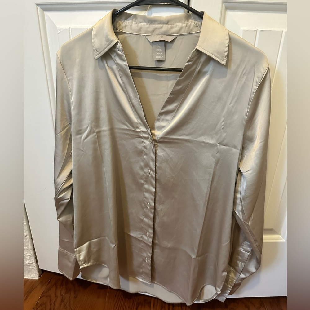 Satin button up shirt